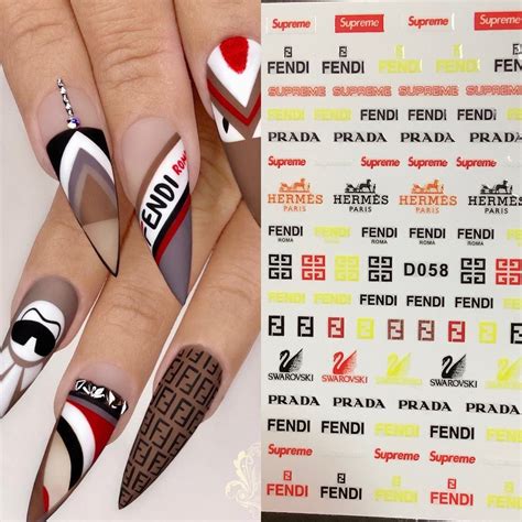 stickers nail art gucci|gucci nails with diamonds.